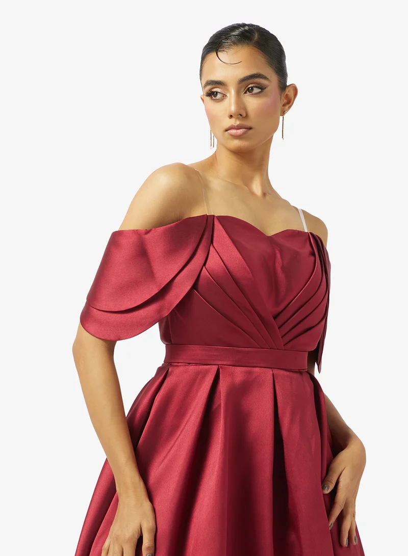 Akadia Fashion  SKIRTLESS PLEATED BUST TAFFETA DRESS for Women | Best Price UAE